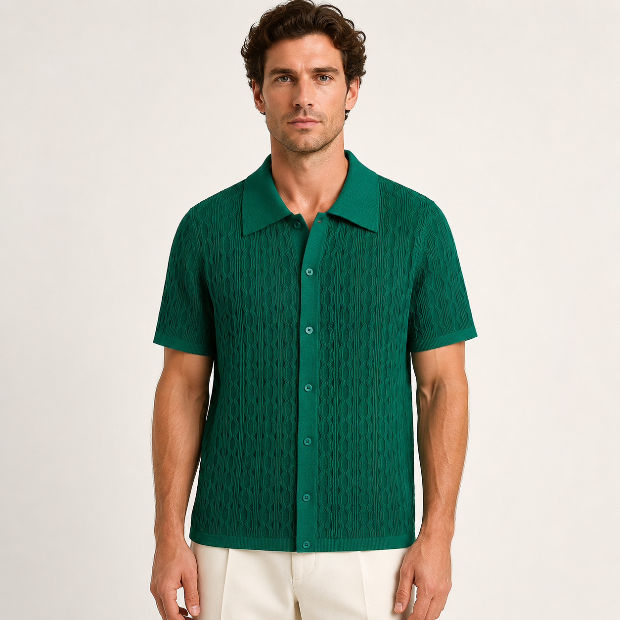 The Riviera Knit Button Up